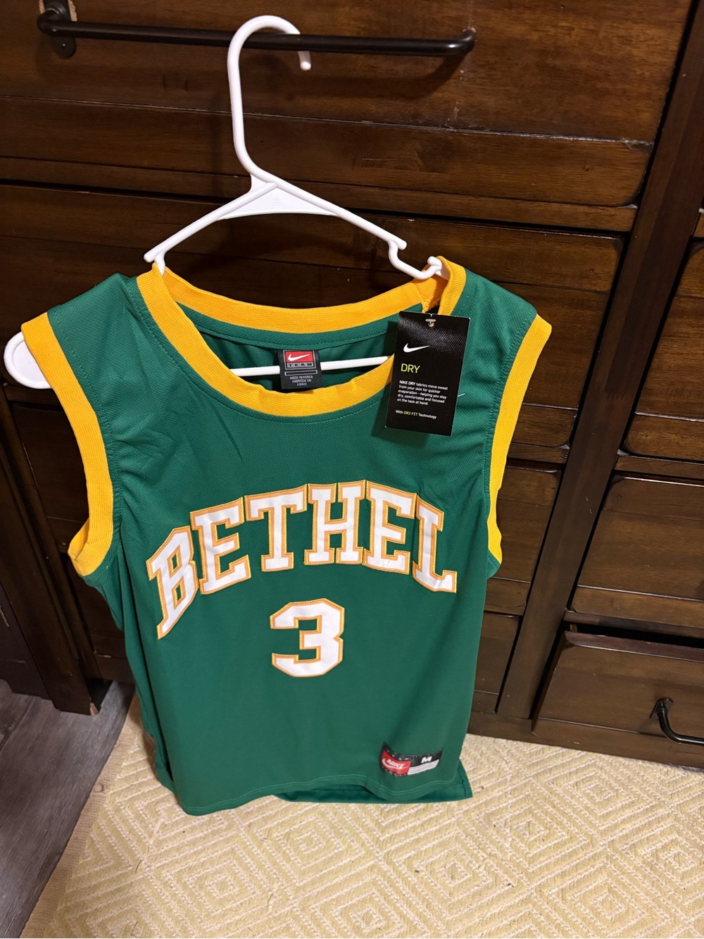 Nike Green & Gold Bethel Basketball Jersey #3